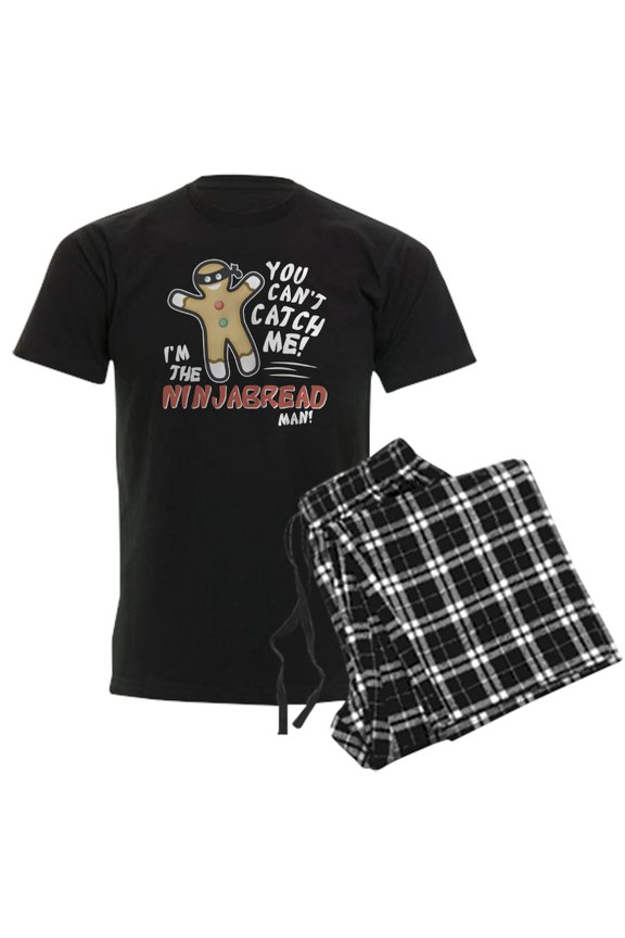 - Ninjabread Man Men's Dark Pajamas - Men's Dark Loose Fit Cotton Pajama Set