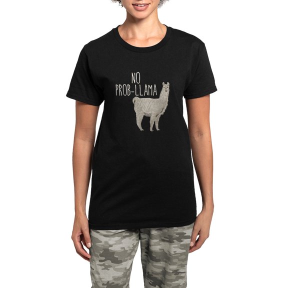 CafePress - No Prob Llama Women's Dark Pajamas - Women's Short Sleeve Print T-Shirt and Pants Dark Cotton Pajama Set