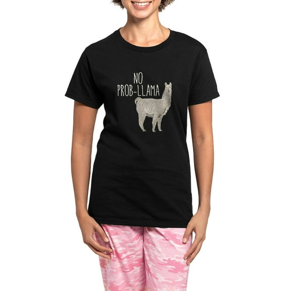 CafePress - No Prob Llama Women's Dark Pajamas - Women's Short Sleeve Print T-Shirt and Pants Dark Cotton Pajama Set