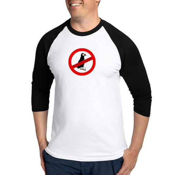 CafePress - No Puffin' Baseball Jersey - Cotton Baseball Jersey, 3/4 Raglan Sleeve Shirt