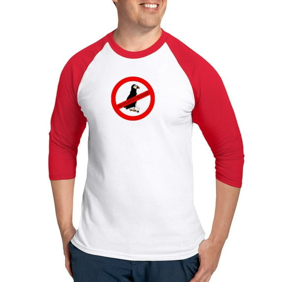 CafePress - No Puffin' Baseball Jersey - Cotton Baseball Jersey, 3/4 Raglan Sleeve Shirt