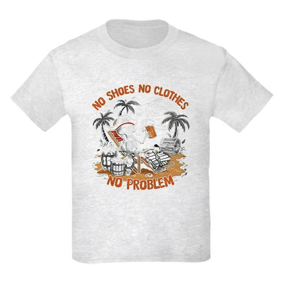 CafePress - No Shoes No Clothes No Problem Kids T Shirt - Light Classic Kids Graphic, Short Sleeve T-Shirt, Sizes XS-XL