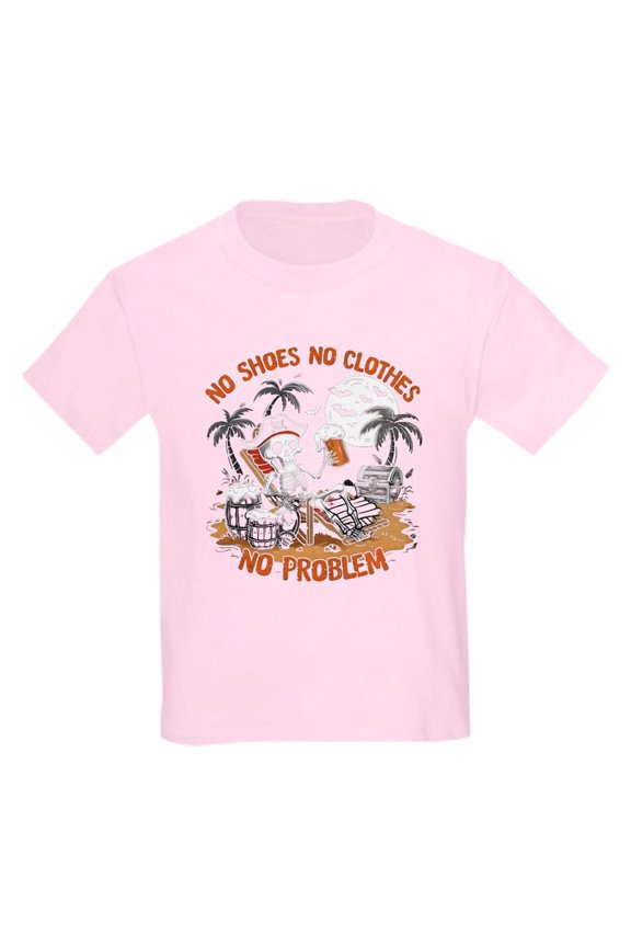 - No Shoes No Clothes No Problem Kids T Shirt - Light Classic Kids Graphic, Short Sleeve T-Shirt, Sizes XS-XL