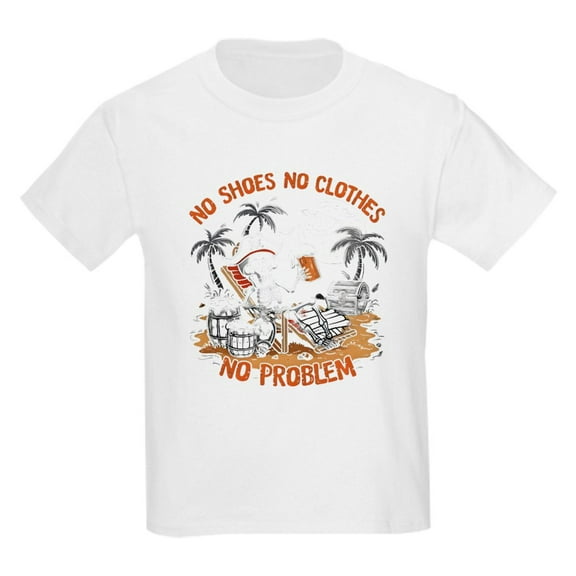 CafePress - No Shoes No Clothes No Problem Kids T Shirt - Light Classic Kids Graphic, Short Sleeve T-Shirt, Sizes XS-XL