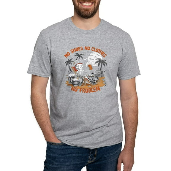 CafePress - No Shoes No Clothes No Problem Men's Classic T Shirt - Fitted T-Shirt, Vintage Fit Soft Cotton Tee