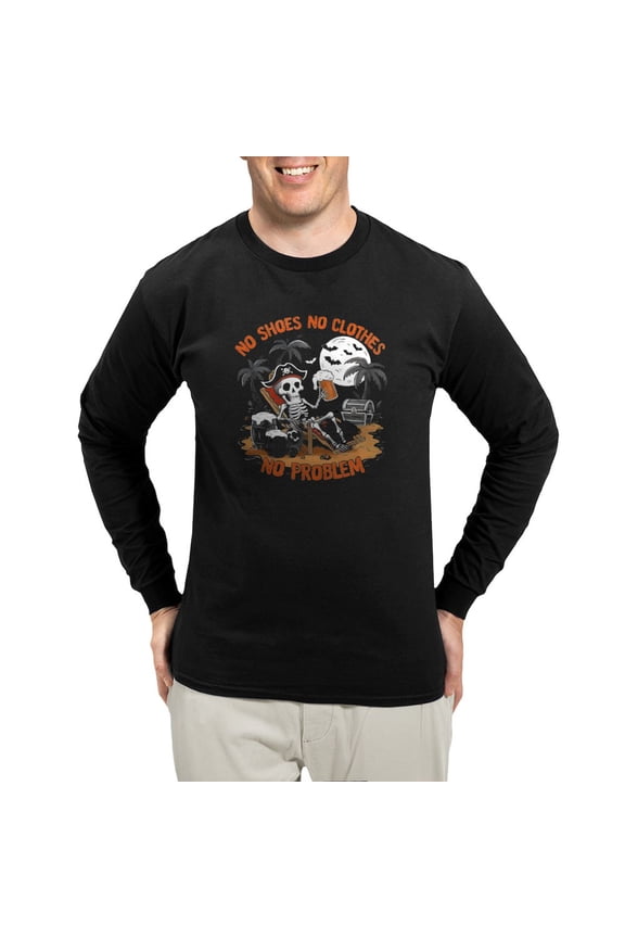 - No Shoes No Clothes No Problem Men's Long Sleeve T Shirt - Long Sleeve Dark T-Shirt