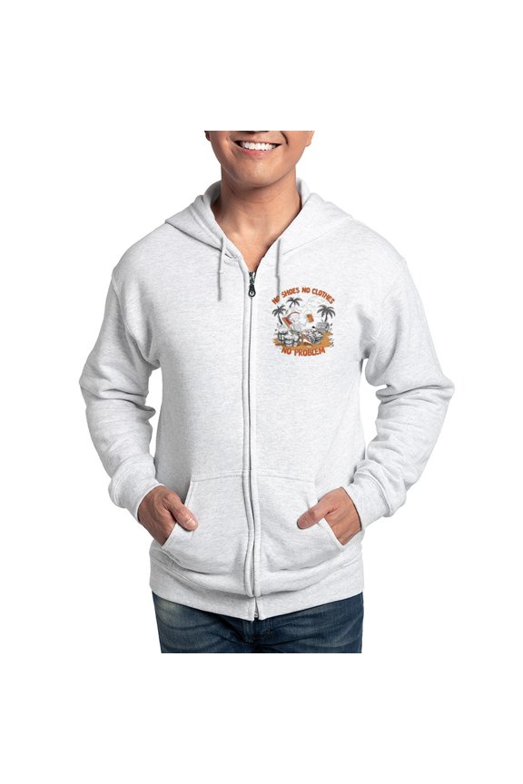 - No Shoes No Clothes No Problem Men's Zip Up Hoodie - Zip Hoodie, Classic Hooded Sweatshirt with Metal Zipper