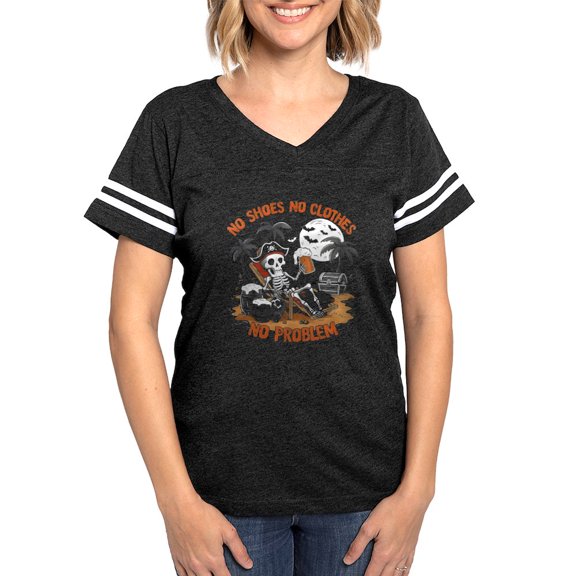 CafePress - No Shoes No Clothes No Problem Women's Football T Shirt - Womens Football Shirt