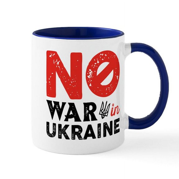 CafePress - No War In Ukraine - 11 oz Ceramic Mug - Novelty Coffee Tea Cup