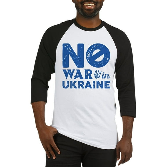 CafePress - No War In Ukraine Baseball Jersey - Cotton Baseball Jersey, 3/4 Raglan Sleeve Shirt