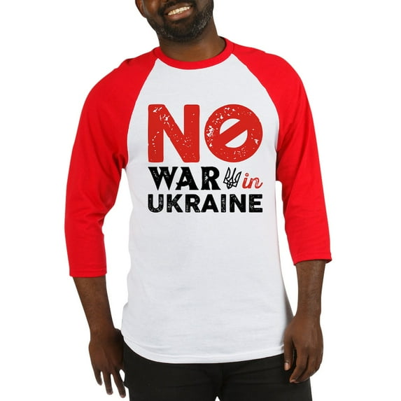 CafePress - No War In Ukraine Baseball Jersey - Cotton Baseball Jersey, 3/4 Raglan Sleeve Shirt