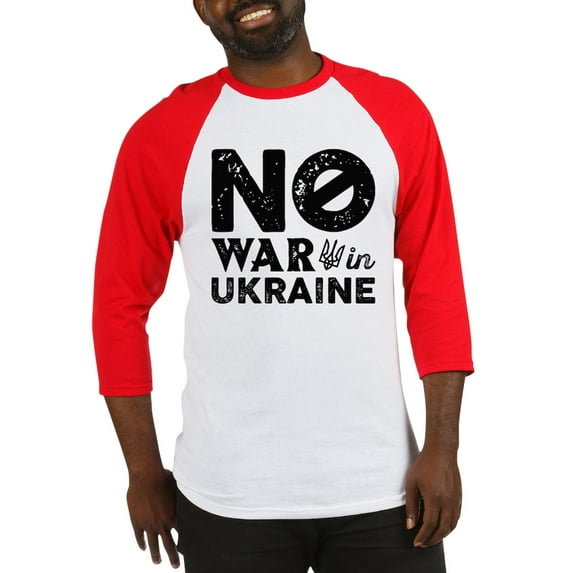 CafePress - No War In Ukraine Baseball Jersey - Cotton Baseball Jersey, 3/4 Raglan Sleeve Shirt