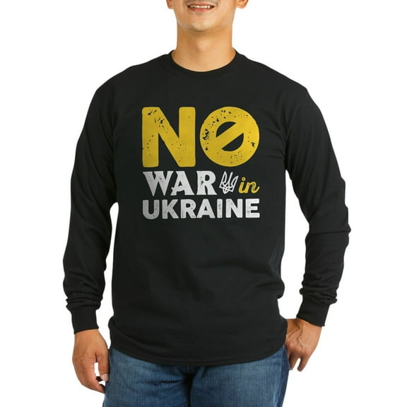 CafePress - No War In Ukraine Long Sleeve Dark T Shirt - Long Sleeve Dark T-Shirt
