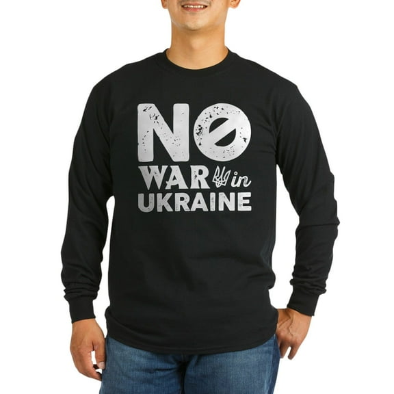 CafePress - No War In Ukraine Long Sleeve Dark T Shirt - Long Sleeve Dark T-Shirt