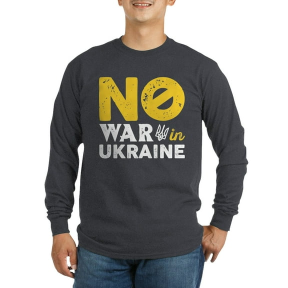 CafePress - No War In Ukraine Long Sleeve Dark T Shirt - Long Sleeve Dark T-Shirt
