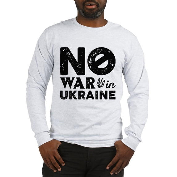 CafePress - No War In Ukraine Long Sleeve T Shirt - Unisex Cotton Long Sleeve T-Shirt