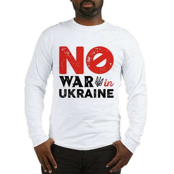 CafePress - No War In Ukraine Long Sleeve T Shirt - Unisex Cotton Long Sleeve T-Shirt