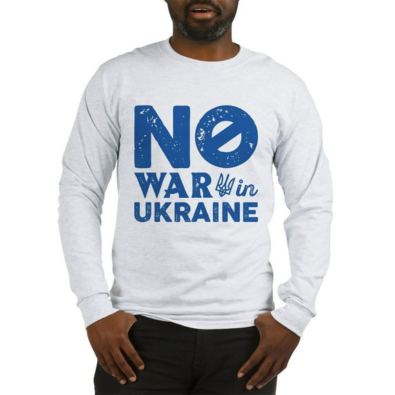 CafePress - No War In Ukraine Long Sleeve T Shirt - Unisex Cotton Long Sleeve T-Shirt