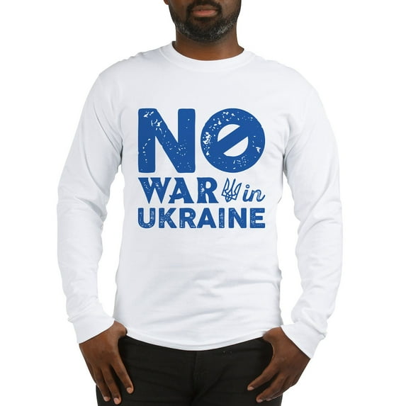 CafePress - No War In Ukraine Long Sleeve T Shirt - Unisex Cotton Long Sleeve T-Shirt