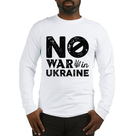 CafePress - No War In Ukraine Long Sleeve T Shirt - Unisex Cotton Long Sleeve T-Shirt