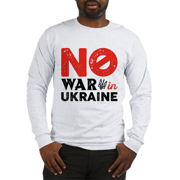CafePress - No War In Ukraine Long Sleeve T Shirt - Unisex Cotton Long Sleeve T-Shirt