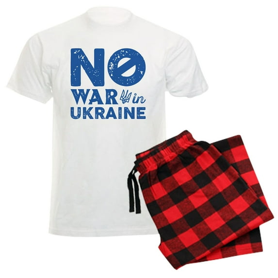 CafePress - No War In Ukraine Men's Light Pajamas - Men's Light Loose Fit Cotton Pajama Set