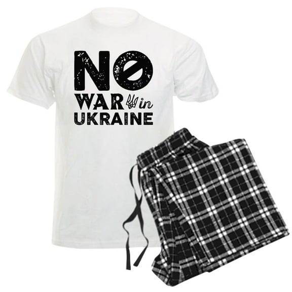 CafePress - No War In Ukraine Men's Light Pajamas - Men's Light Loose Fit Cotton Pajama Set