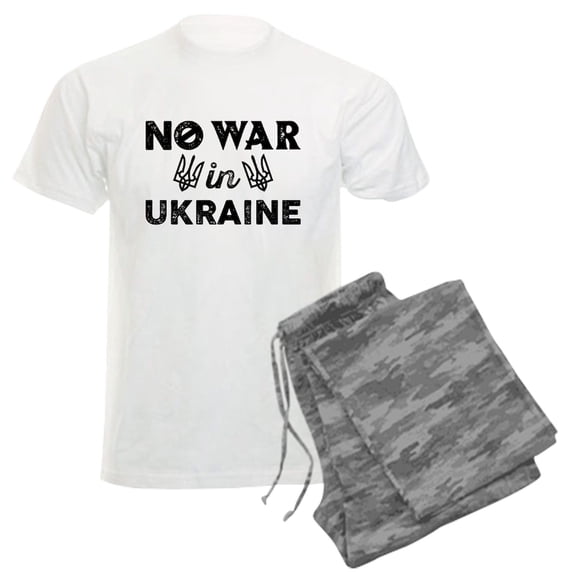CafePress - No War In Ukraine Men's Light Pajamas - Men's Light Loose Fit Cotton Pajama Set