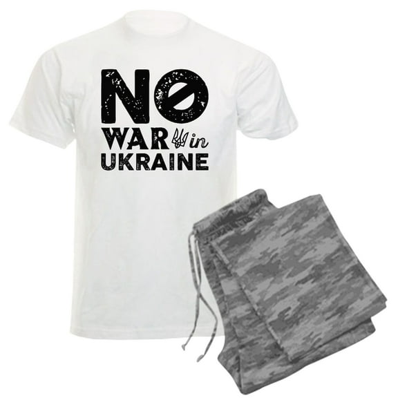 CafePress - No War In Ukraine Men's Light Pajamas - Men's Light Loose Fit Cotton Pajama Set