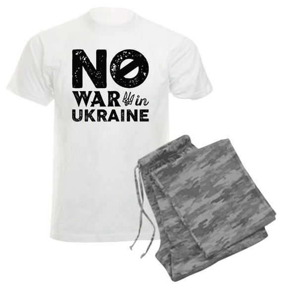 CafePress - No War In Ukraine Men's Light Pajamas - Men's Light Loose Fit Cotton Pajama Set