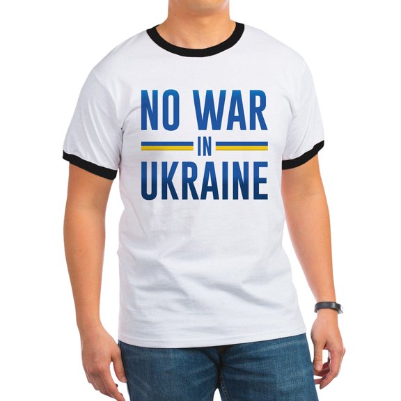 CafePress - No War In Ukraine Ringer T - 100% Cotton Ringed T-Shirt