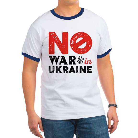 CafePress - No War In Ukraine Ringer T - 100% Cotton Ringed T-Shirt