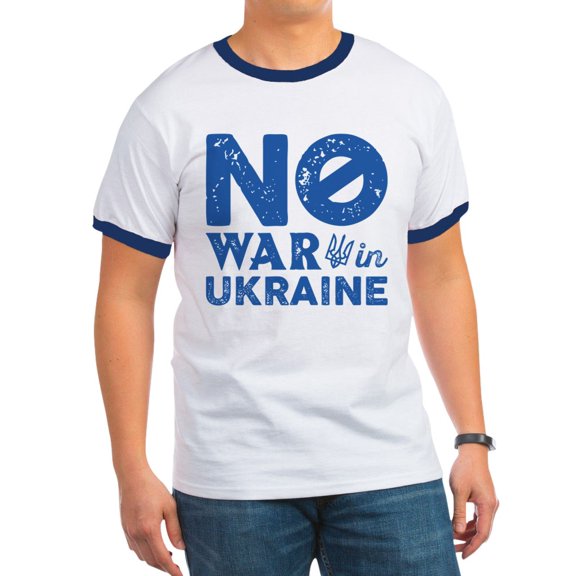 CafePress - No War In Ukraine Ringer T - 100% Cotton Ringed T-Shirt