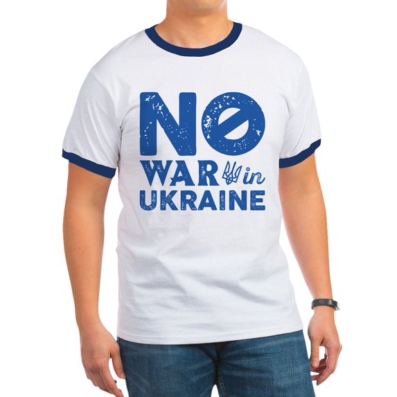CafePress - No War In Ukraine Ringer T - 100% Cotton Ringed T-Shirt