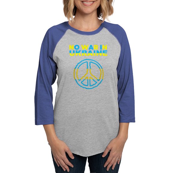 CafePress - No War In Ukraine Support Amer Long Sleeve T Shirt - Womens Baseball Tee