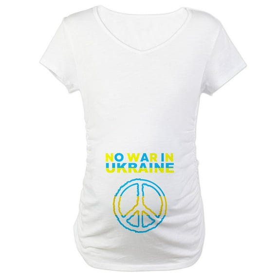 CafePress - No War In Ukraine Support Americ Maternity T Shirt - Cotton Maternity T-shirt, Cute & Funny Pregnancy Tee