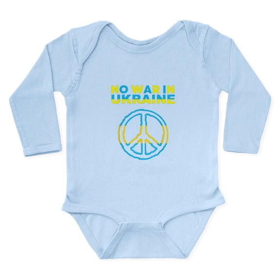 CafePress - No War In Ukraine Support American Ukrai Body Suit - Long Sleeve Cotton Baby Bodysuit