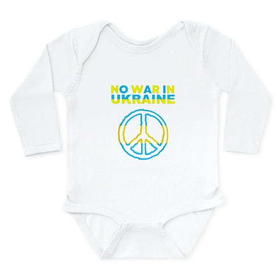 CafePress - No War In Ukraine Support American Ukrai Body Suit - Long Sleeve Cotton Baby Bodysuit