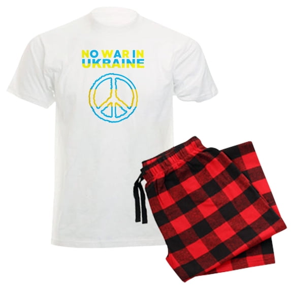CafePress - No War In Ukraine Support American Ukraini Pajamas - Men's Light Loose Fit Cotton Pajama Set