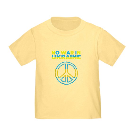 CafePress - No War In Ukraine Support American Ukraini T Shirt - Cute Toddler T-Shirt, 100% Cotton