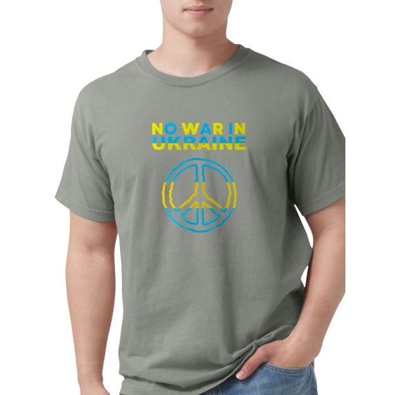 CafePress - No War In Ukraine Support American Ukraini T Shirt - Mens Comfort Colors® Shirt