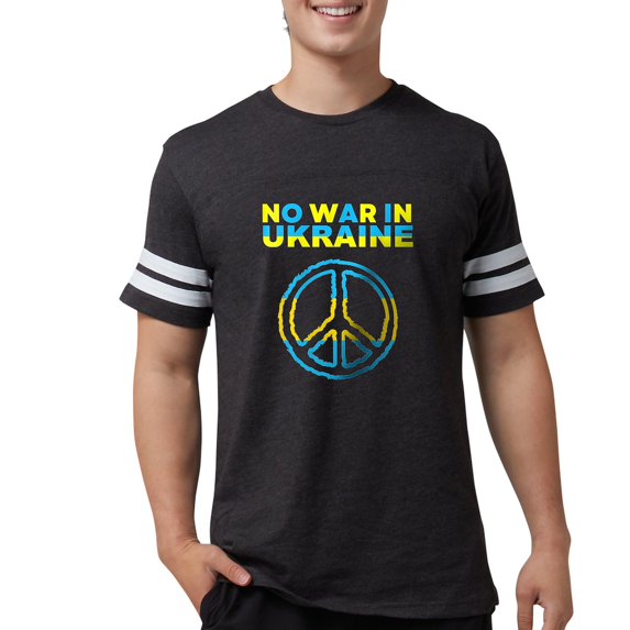 CafePress - No War In Ukraine Support American Ukraini T Shirt - Mens Football Shirt