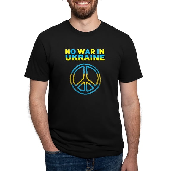 CafePress - No War In Ukraine Support American Ukraini T Shirt - Mens Tri-blend T-Shirt