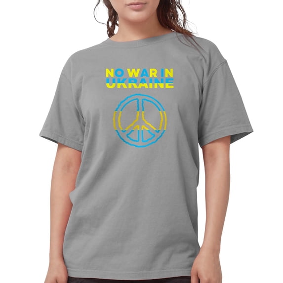 CafePress - No War In Ukraine Support American Ukraini T Shirt - Womens Comfort Colors® Shirt
