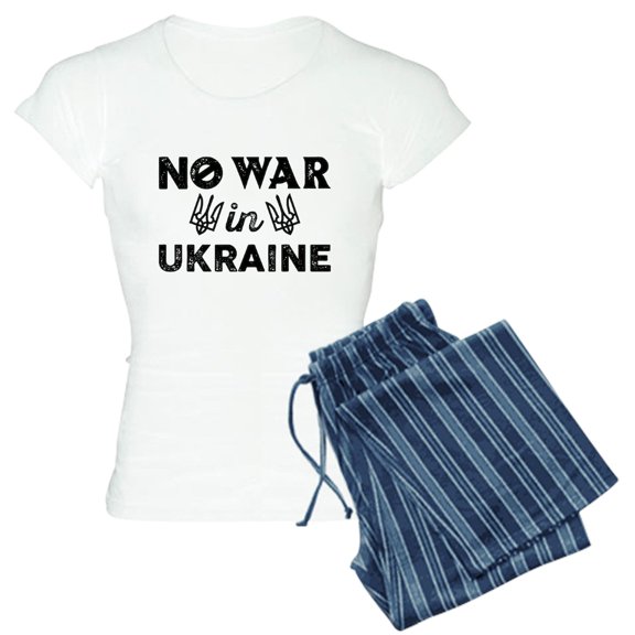 CafePress - No War In Ukraine Women's Light Pajamas - Women's Short Sleeve Print T-Shirt and Pants Light Cotton Pajama Set