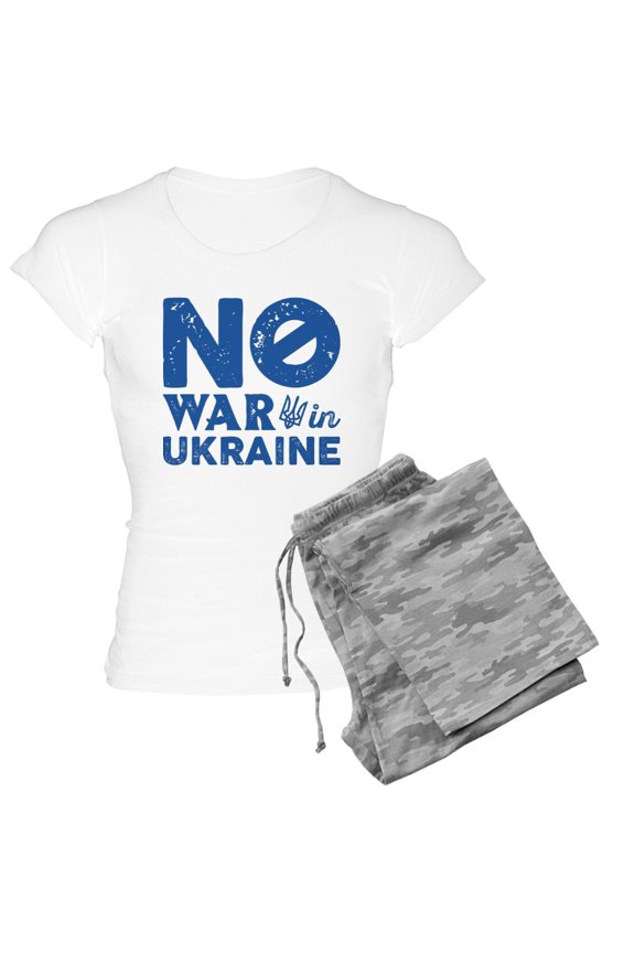 - No War In Ukraine Women's Light Pajamas - Women's Short Sleeve Print T-Shirt and Pants Light Cotton Pajama Set
