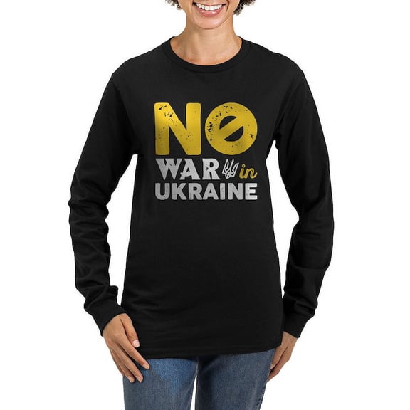 CafePress - No War In Ukraine Women's Long Sleeve Dark T Shirt - Women's Long Sleeve Graphic Tee Casual Fit
