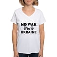 thumbnail image 1 of CafePress - No War In Ukraine Women's V Neck T Shirt - Womens Cotton V-Neck T-shirt, 1 of 4