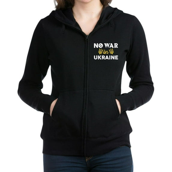 CafePress - No War In Ukraine Women's Zip Up Hoodie - Women's Zip Hoodie