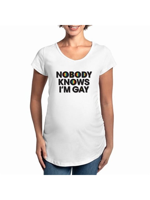 - Nobody Knows I'm Gay Maternity T Shirt - Cotton Maternity T-shirt, Cute & Funny Pregnancy Tee